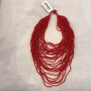 Red Multi Strand Beaded Necklace